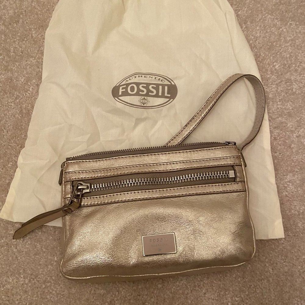 Fossil Gold Shimmer Crossbody Purse